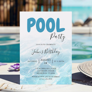 Invitation Fête de la piscine d'été moderne Anniversaire