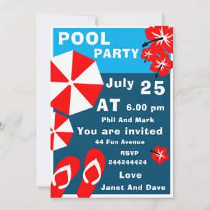 Invitation Fête de la piscine d'été pour adultes