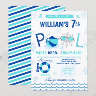 Invitation Fête de la piscine d'hiver | Nage Anniversaire Inv