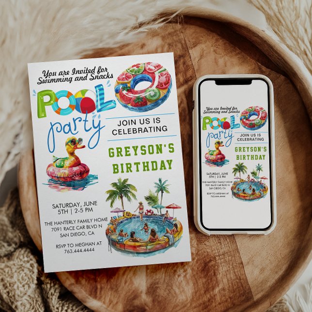 Invitation Fête de la piscine pour adultes Plage d'été Annive (Créateur téléchargé)