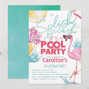 Invitation Fête de la piscine pour filles Anniversaire