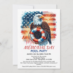 Invitation Fête de la piscine pour le Memorial Day Fiesta d