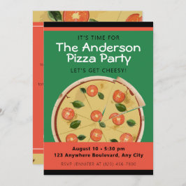 Invitation Fête de la pizza colorée