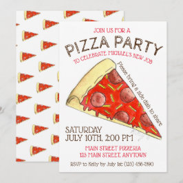 Invitation FÊTE DE LA PIZZA ! Pepperoni Fromage Pizzeria tran