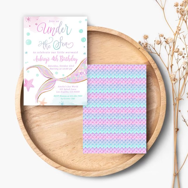 Invitation Fête de la poule d'anniversaire de la sirène sous  (Créateur téléchargé)