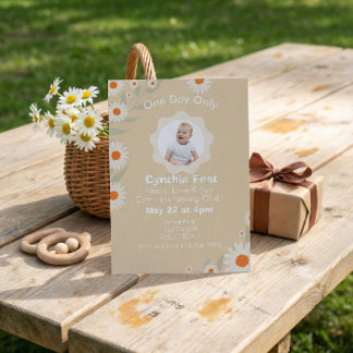 Invitation Fête de la première année Daisy, avec photo