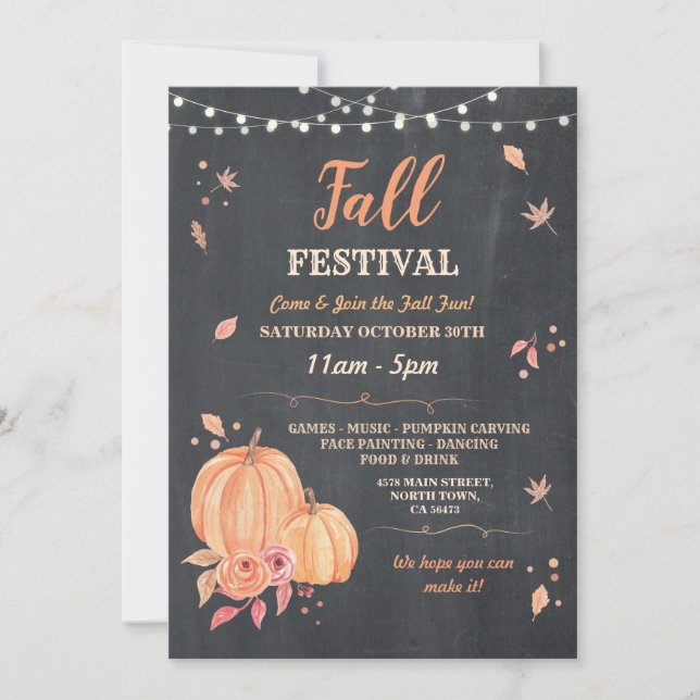Invitation Fête de la récolte d'automne citrouille événement  (Devant)