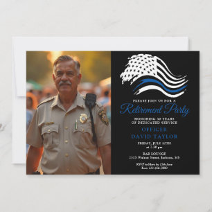 Invitation Fête de la retraite de la police Mince ligne bleue