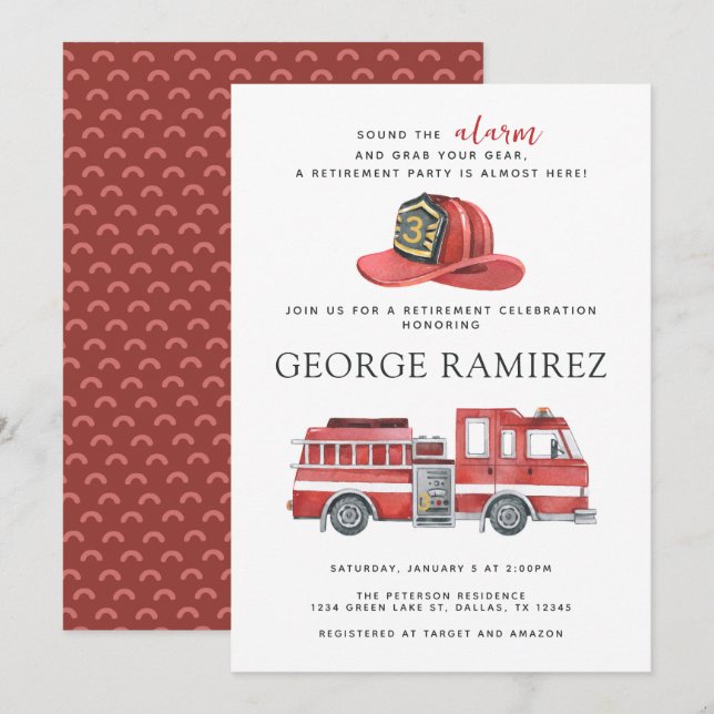 Invitation Fête de la retraite des pompiers (Devant / Derrière)