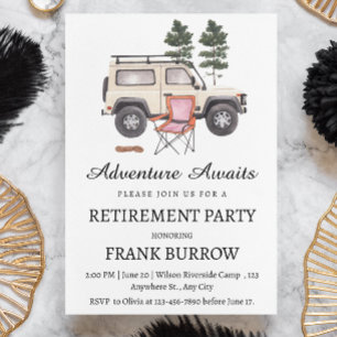 Invitation Fête de la retraite du thème du camping