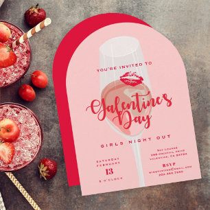Invitation Fête de la Saint-Galentin Aquarelle Rosé rose