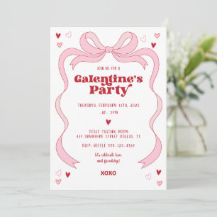 Invitation Fête de la Saint-Galentin Brunch Party Pink Bow