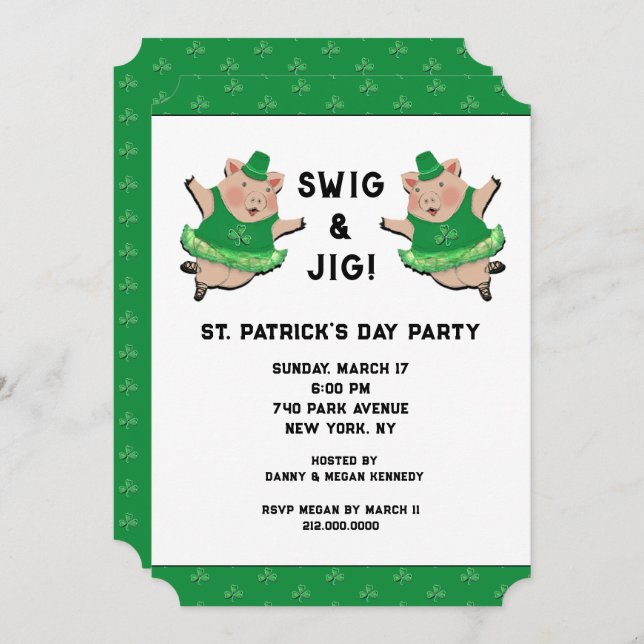 Invitation Fête de la Saint Patrick (Devant / Derrière)