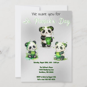 Invitation Fête de la Saint-Patrick avec un ours en peluche