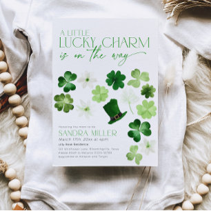 Invitation Fête de la Saint-Patrick Baby Shower Shamrock Vert
