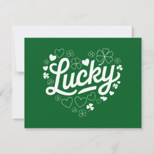 Invitation Fête de la Saint-Patrick Cœur Chanceux Trèfle Sham