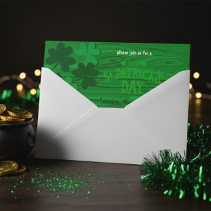 Invitation Fête de la Saint-Patrick en Bois Vert Rustique