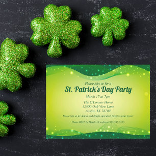 Invitation Fête de la Saint-Patrick Fancy Sparkle Vert Person