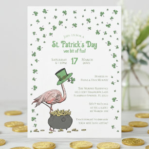 Invitation Fête de la Saint-Patrick Flamant Rose Trèfle Irlan
