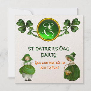INVITATION FÊTE DE LA SAINT-PATRICK PARTIE VERT ÉMERALDE MONO