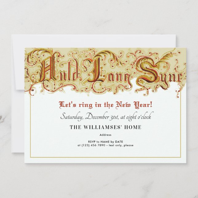 Invitation Fête de la Saint Sylvestre Auld Lang Syne Party (Devant)