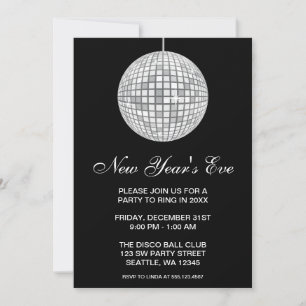 Invitation Fête de la Saint-Sylvestre Silver Disco Ball