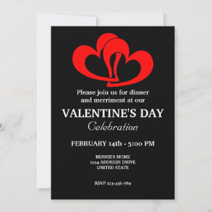 INVITATION FÊTE DE LA SAINT-VALENTIN AVEC CŒUR DE COUPLE ROUG