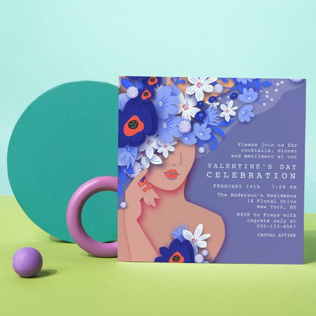Invitation Fête de la Saint Valentin Fille moderne Floral (Créateur téléchargé)