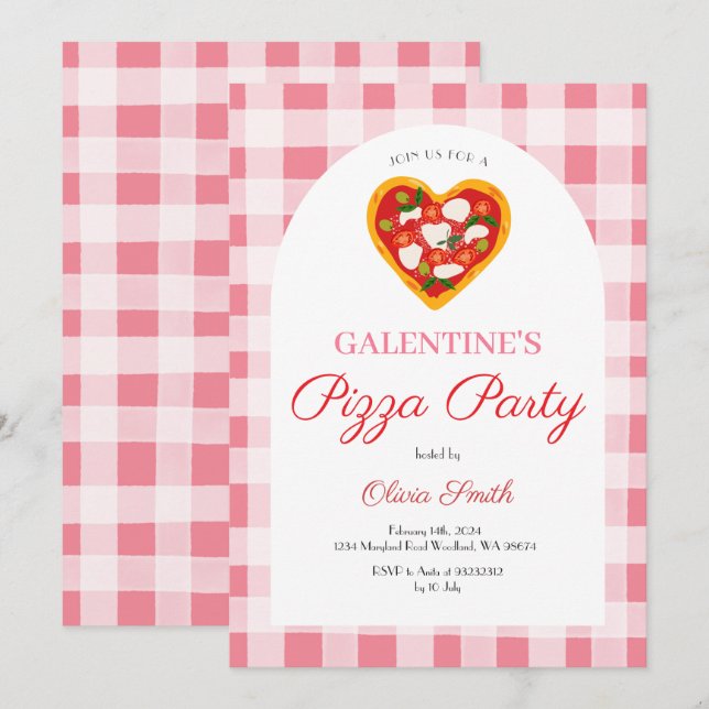 Invitation Fête de la Saint-Valentin Galentine's Day Party (Devant / Derrière)