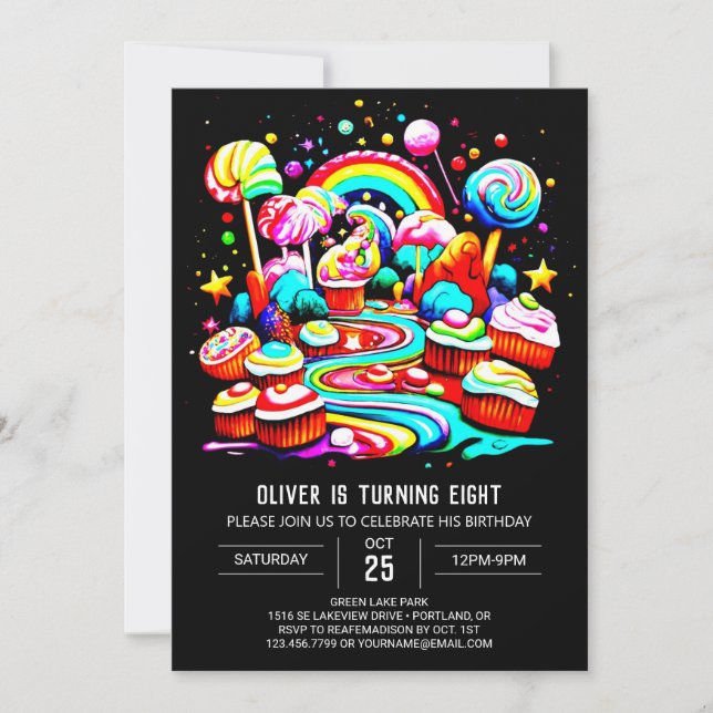 Invitation Fête de la sucrerie Lollipop Anniversaire (Devant)