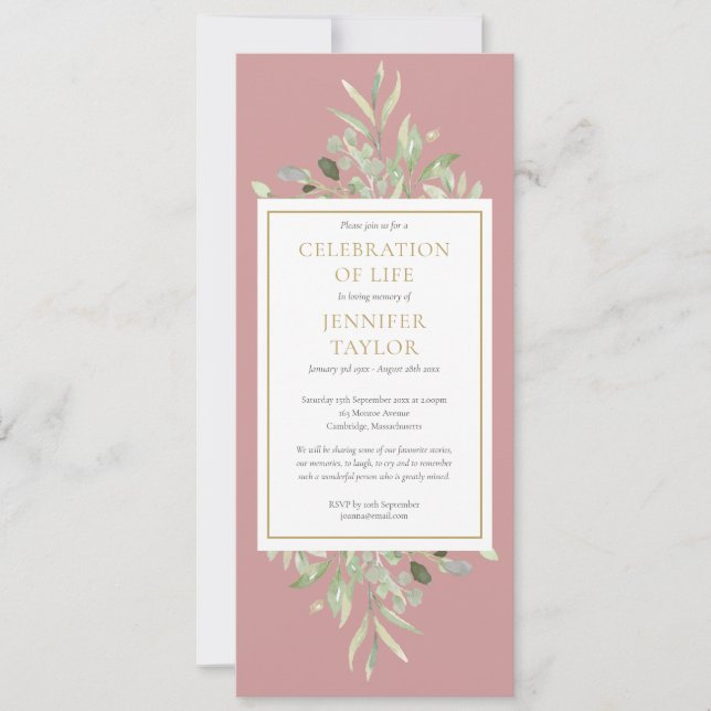 Invitation Fête de la verdure de la vie Service funéraire Inv (Devant)