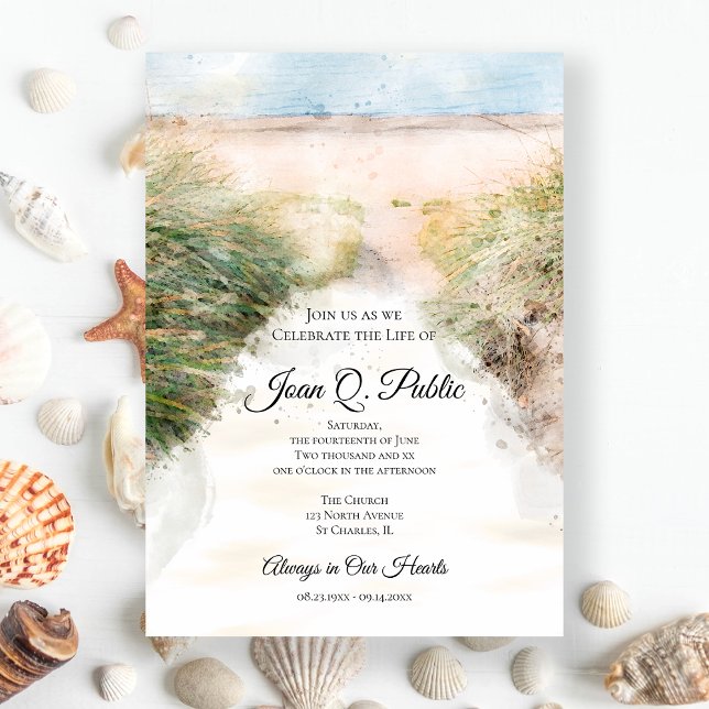 Invitation Fête de la vie à l'aquarelle de la plage naturelle (Créateur téléchargé)