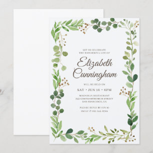 Invitation Fête de la vie Aquarelle Foliage Verdure
