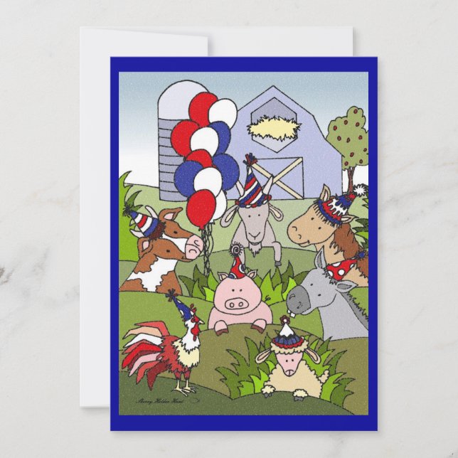 Invitation Fête de la vie dans le pays Americana (Devant)