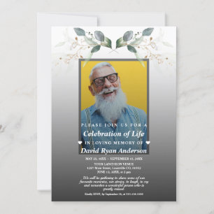 Invitation Fête de la vie de Geenery Photo Funeral Memorial