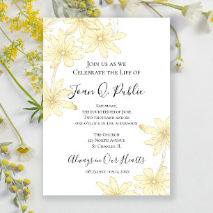 Invitation Fête de la vie de la marguerite jaune pâle