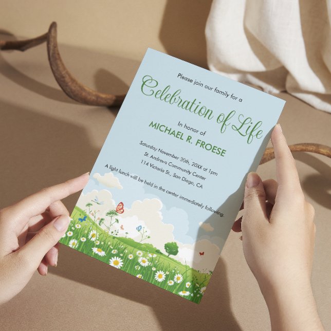 Invitation Fête de la vie de la prairie papillon Daisy Photo (Créateur téléchargé)