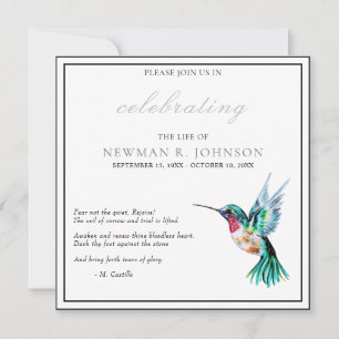 Invitation Fête de la vie des colibris d'aquarelle