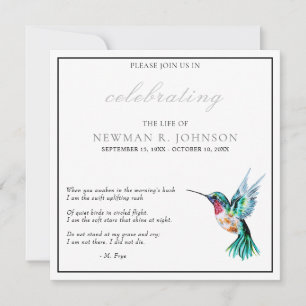 Invitation Fête de la vie des colibris d'aquarelle