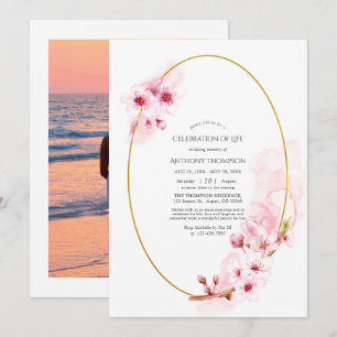 Invitation Fête de la vie en fleurs de cerisier rose