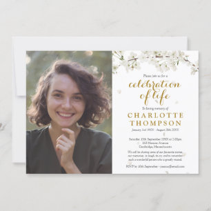 Invitation Fête de la vie en photo Fleur blanche florale