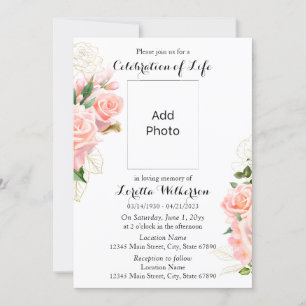 Invitation Fête de la vie en rose floral Photo