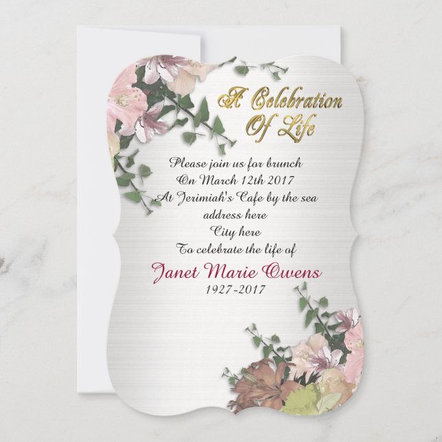 Invitation Fête de la vie Fleurs d'invitation et Ivy (Devant)