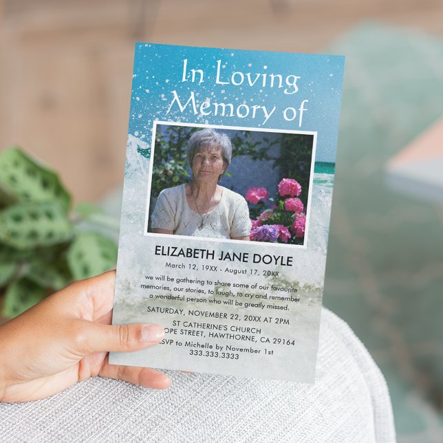 Invitation Fête de la vie sur la plage | Funérailles océaniqu (Créateur téléchargé)