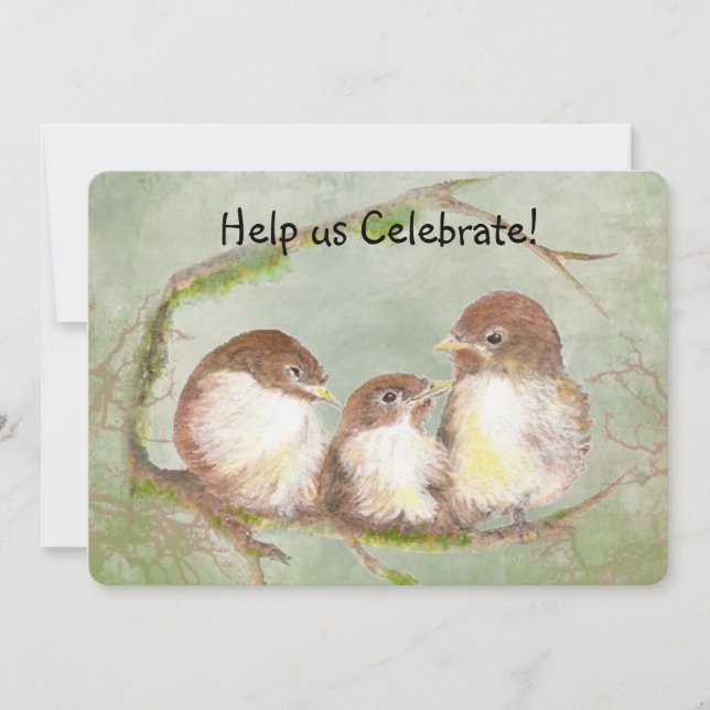 Invitation Fête de l'adoption Sweet Bird Family Art (Devant)