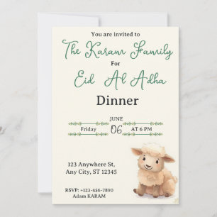 Invitation Fête de l'Aïd al-Adha beige mouton mignon