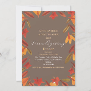 Invitation Fête de l'Ami Dîner d'Action de grâce Automne