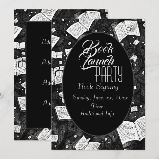 Invitation Fête de lancement du livre noir et blanc (Devant / Derrière)