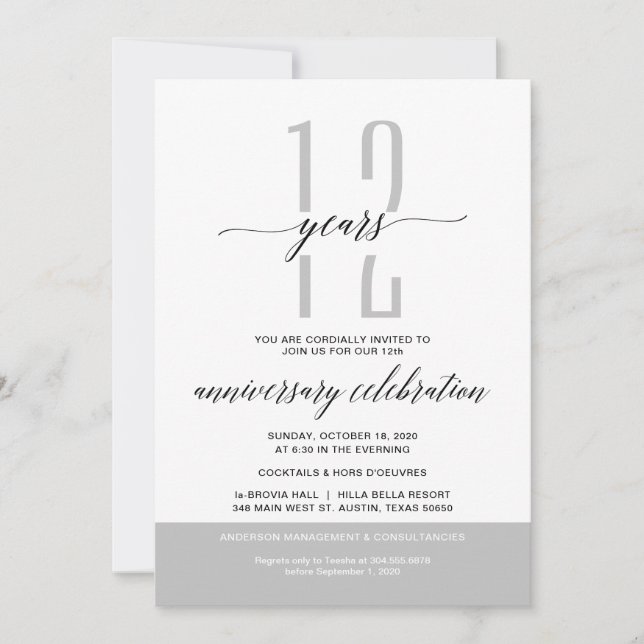 Invitation Fête de l'anniversaire de la fête des affaires gri (Devant)