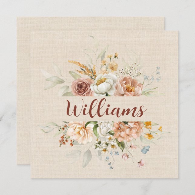 Invitation Fête de l'anniversaire de la frontière florale (Devant / Derrière)